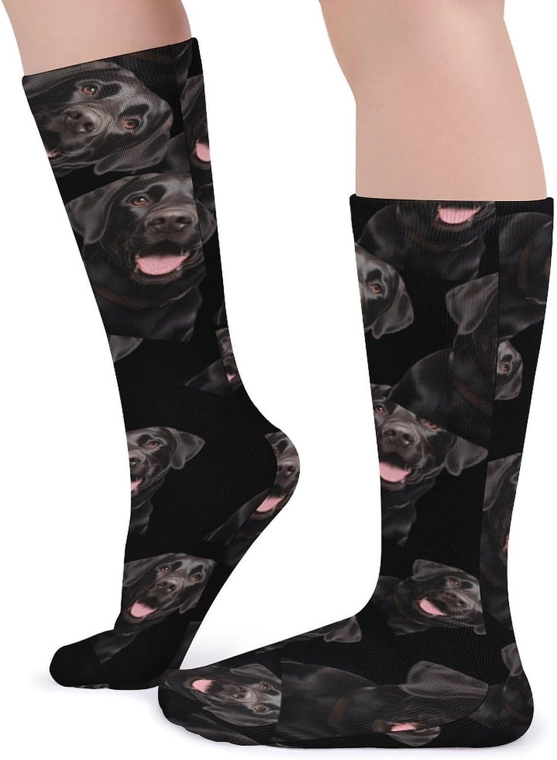 Black Labrador Knee High Socks Casual Long Stockings Over Calf Sock Tube for Women Men