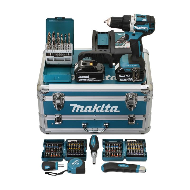 Makita Perceuse visseuse 54nm bl1850x2 + 96 pièces bit set - makita - ddf484rtx6