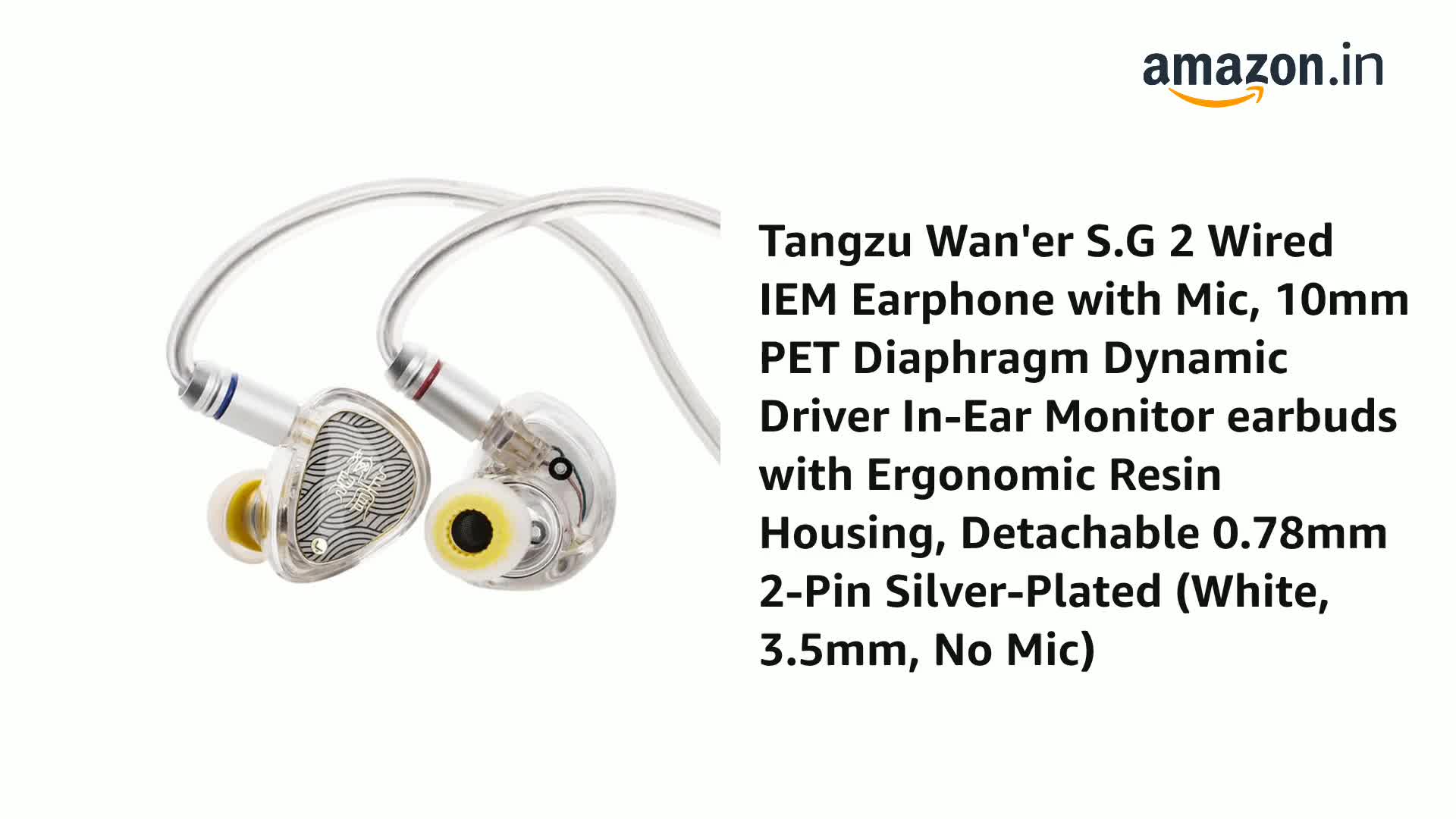 Tangzu Wan'er S.G 2 Wired IEM Earphone with Mic, 10mm PET