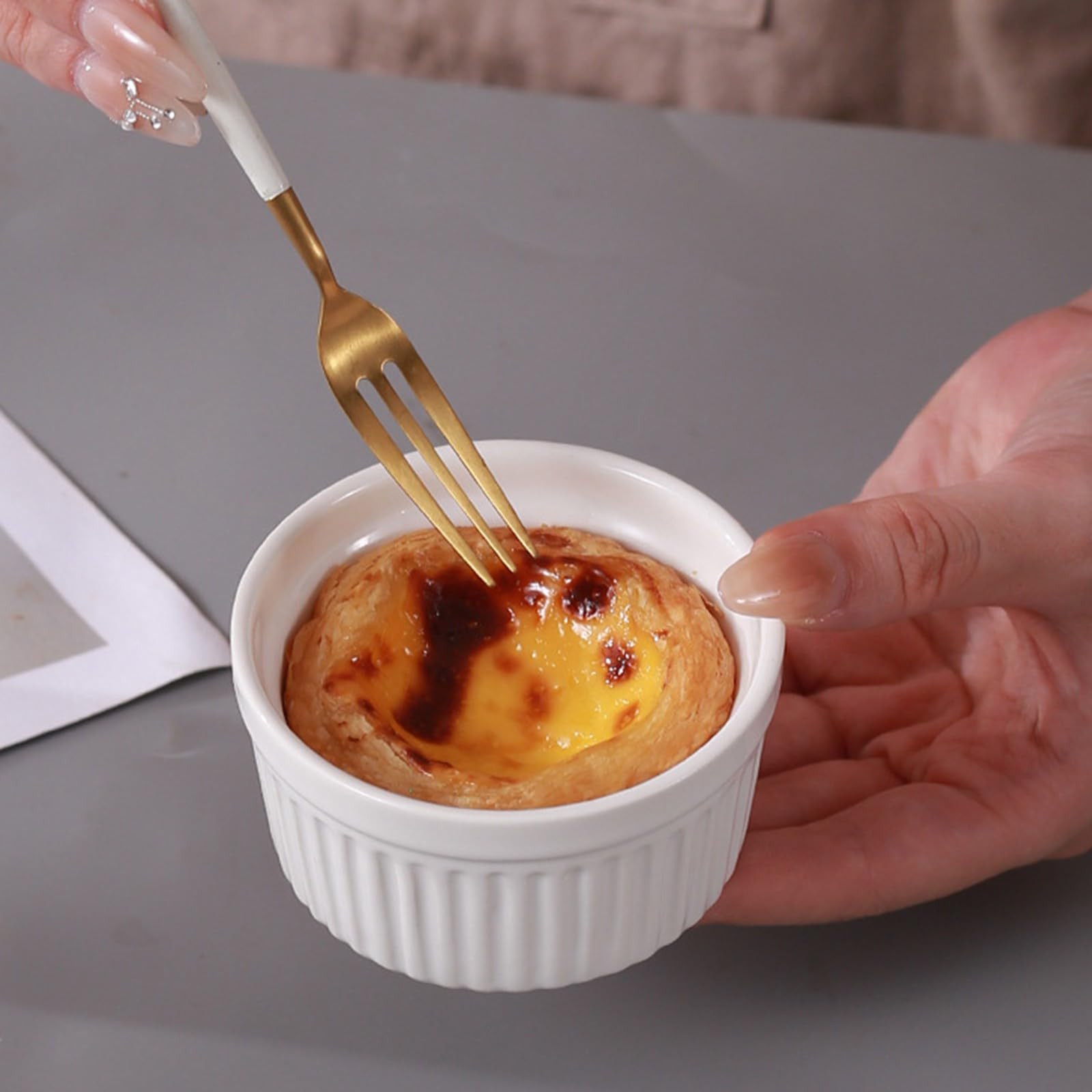 Ceramic Baking Bowl 4 moldes de cerámica for ramequines, aptos for horno, for crème brûlée, pudín, natillas, soufflé, ramequines, salsas for mojar, pequeños de cerámica(4 oz)