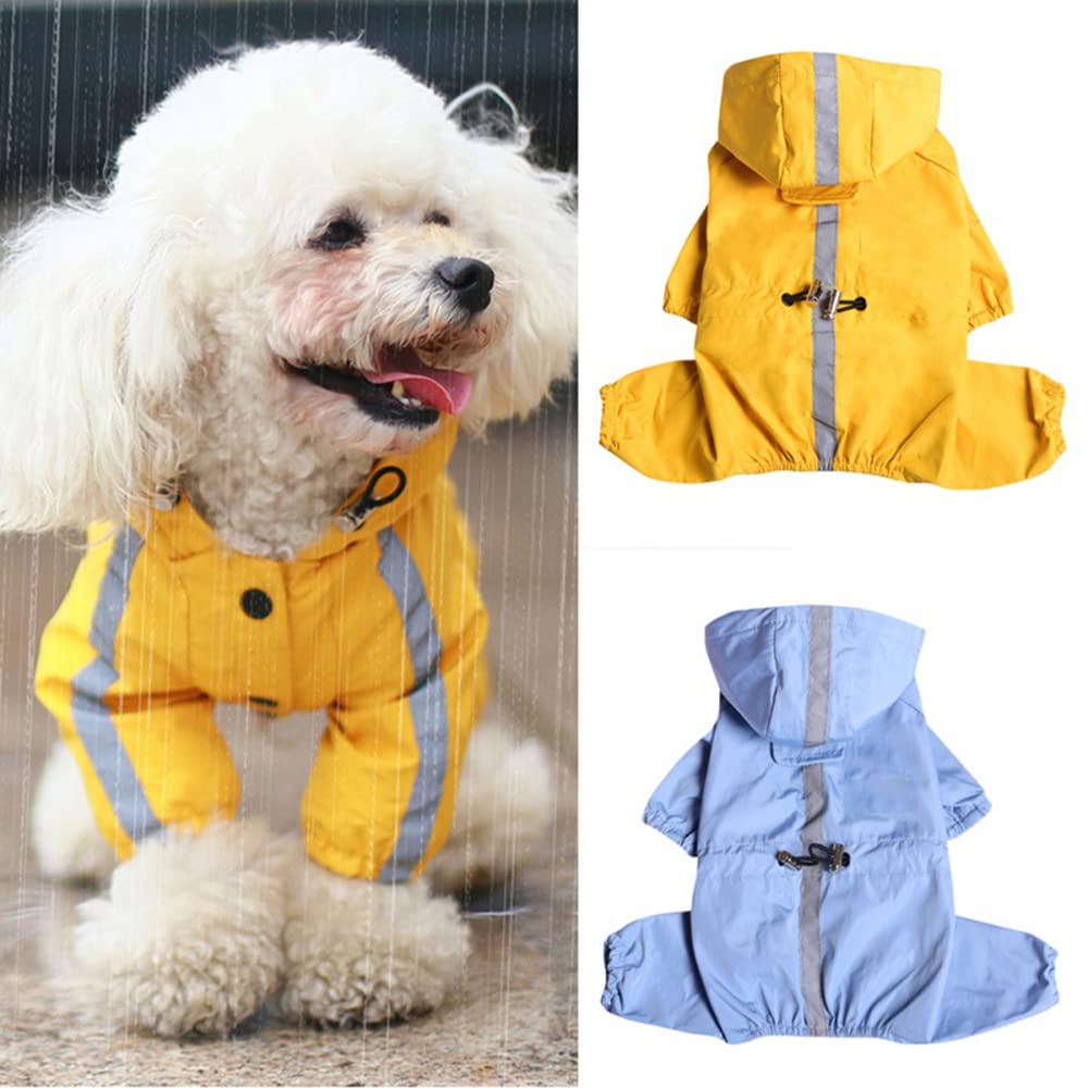 Chubasquero para Perros, Impermeables Reflectantes for Perros pequeños, Grandes y Gatos, Mono Impermeable, Chaqueta con Capucha for Exteriores, Ropa for Cachorros(Blue,L)