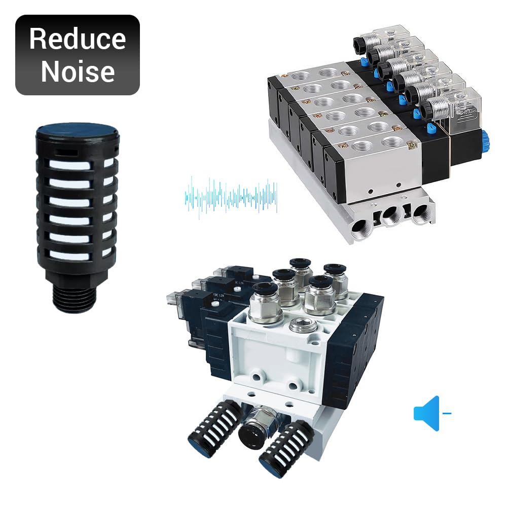 Silenziatori pneumatici in plastica filettatura maschio 3/4" nera raccordo compressore