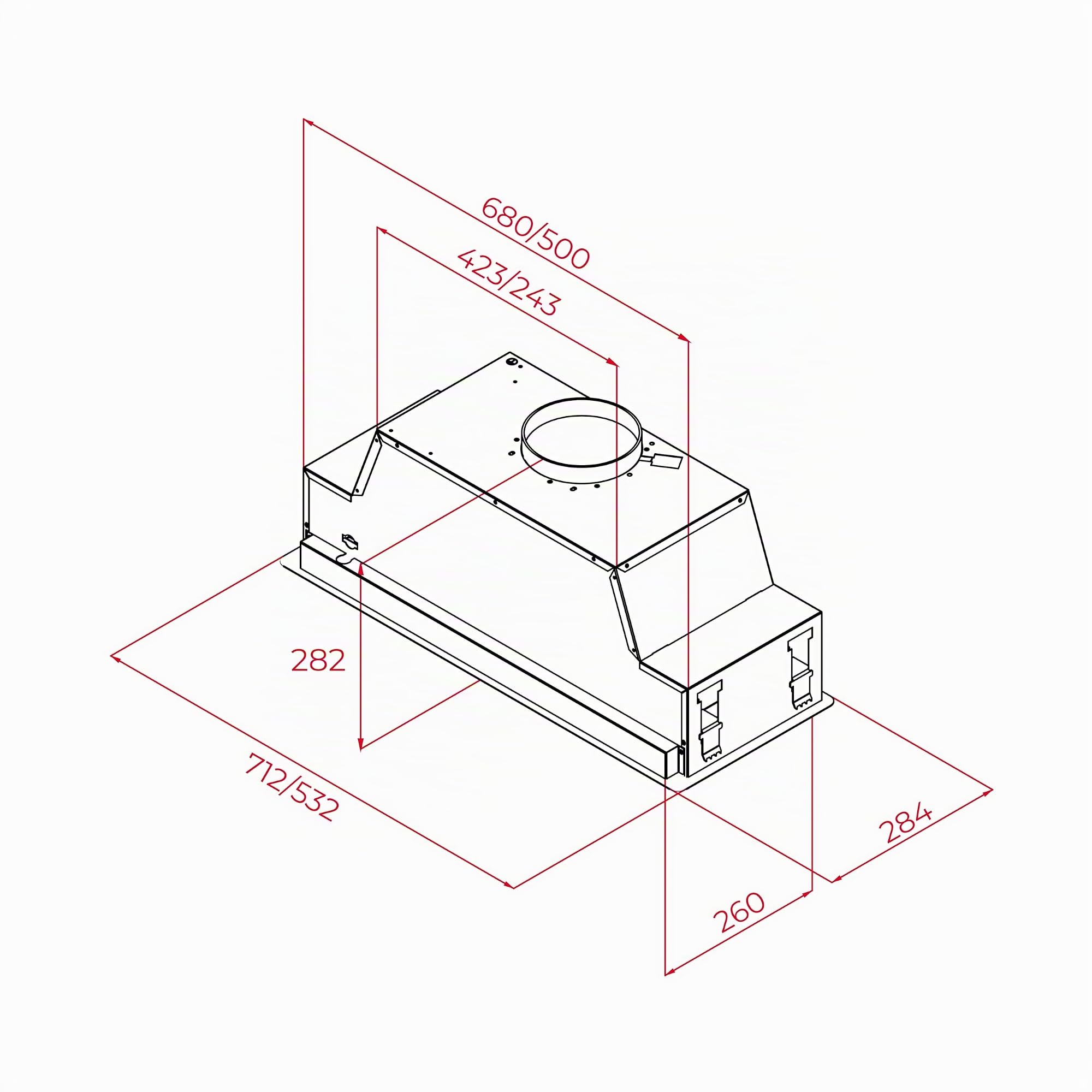 TEKA Campana de Integración con Extracción Perimetral, 3 Velocidades + Intensiva, 2 Lámparas LED, Control Electrónico, GFL 57651 EOS