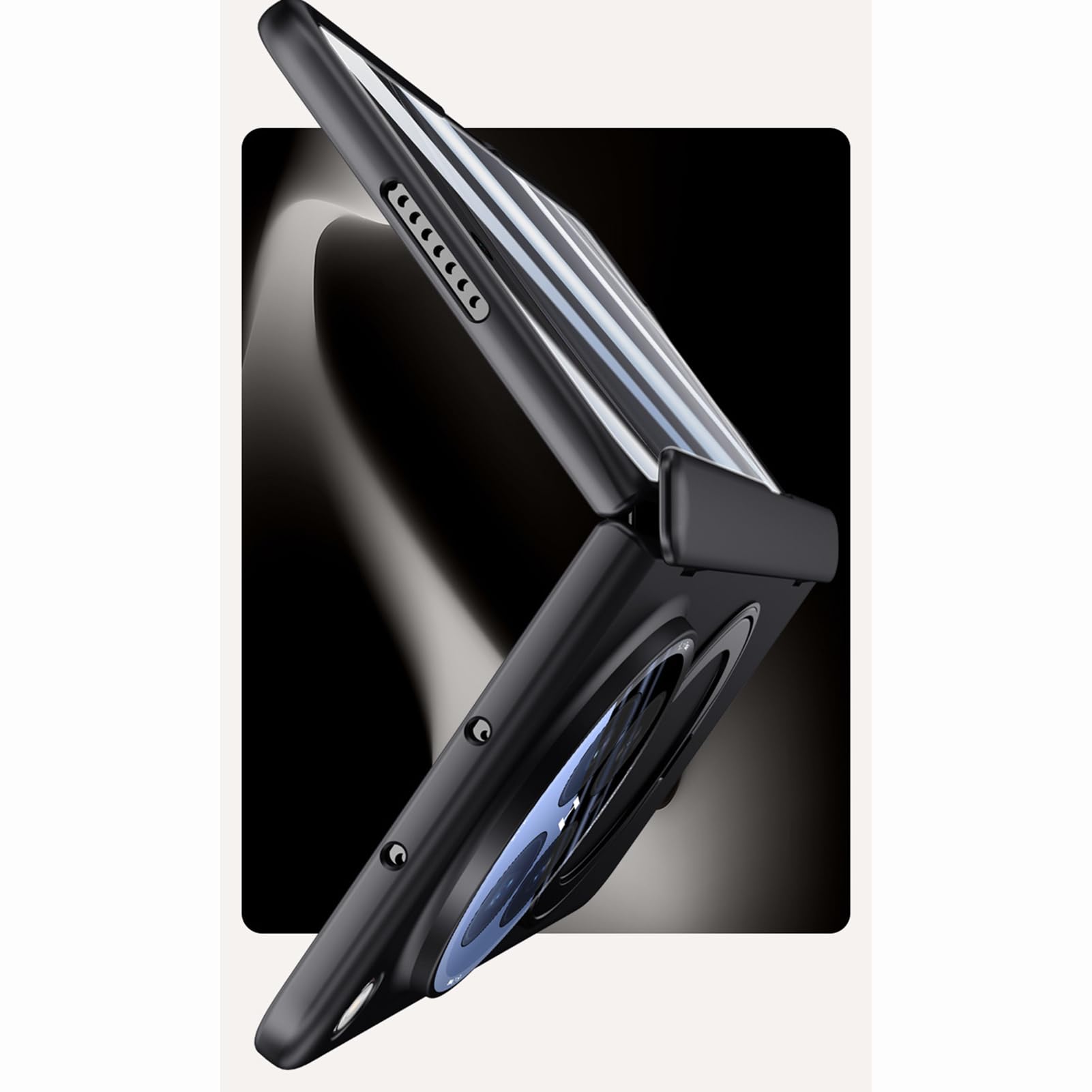 Smukłe etui do Oppo Find N6, wbudowana osłona ekranu kompleksowa obudowa magnetyczny uchwyt pierścieniowy PC zawias osłona, szary, N6