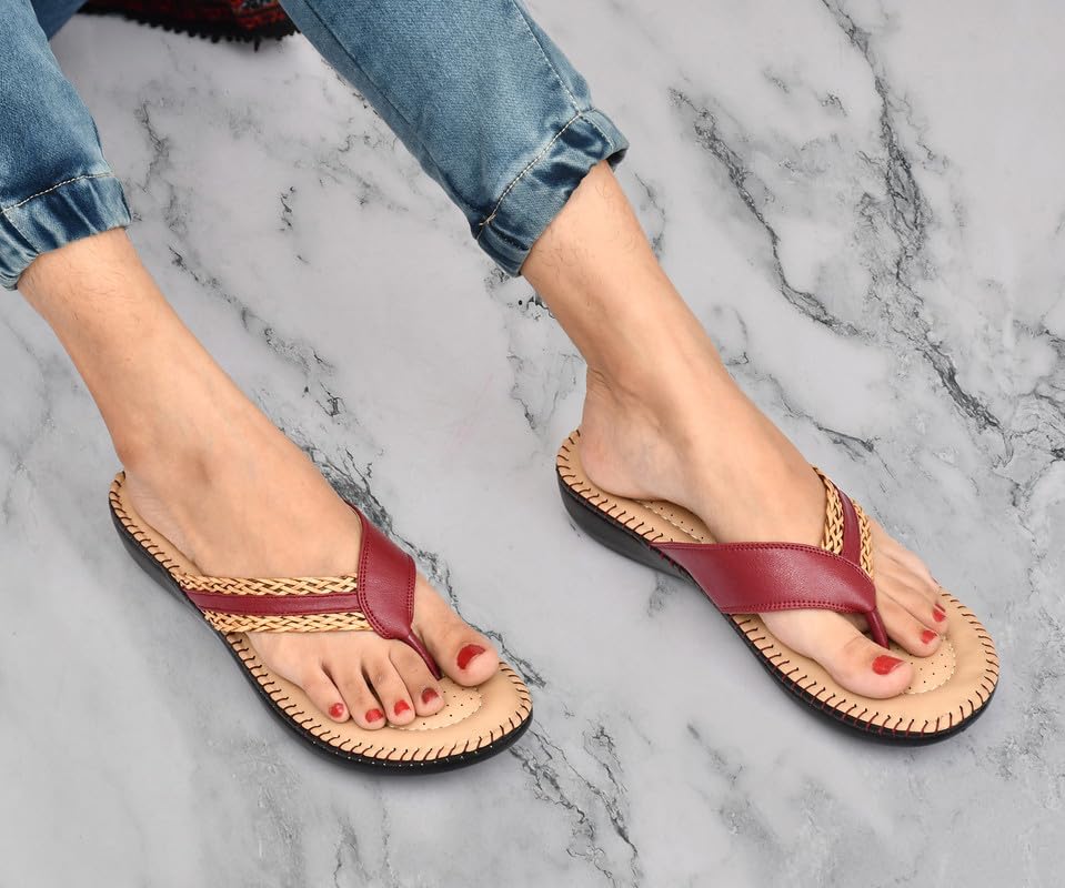 Image of HEALTH FIT Soft Orthopedic Slippers /Doctor Chappal & Footwear with Memory Foam Women Cherry