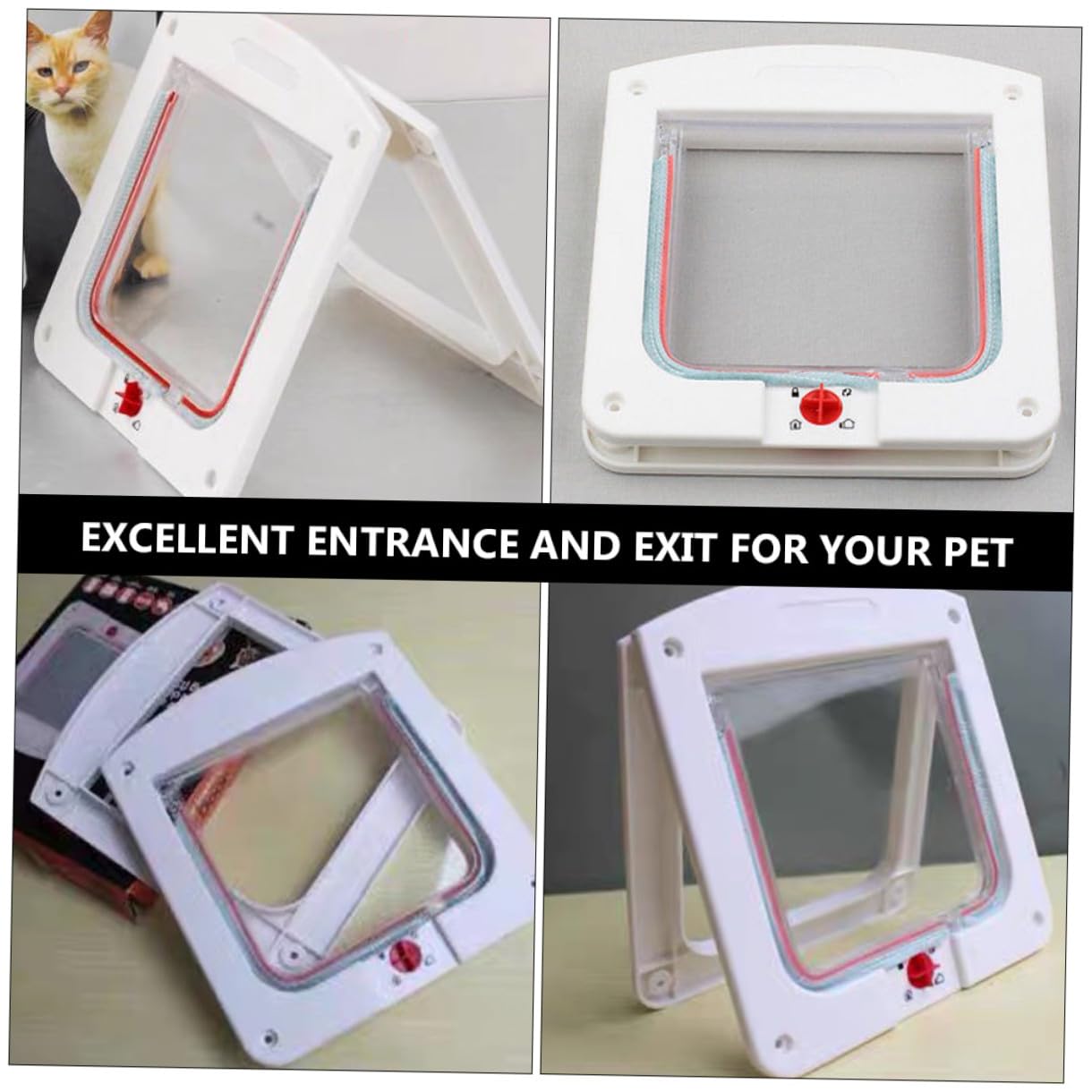 Chatière pour Chat et Petit Chien 2pcs Interrupteur Contrôle, Facile à Installer, Matériau Abs Résistant la Corrosion, pour Maison Sécurisée