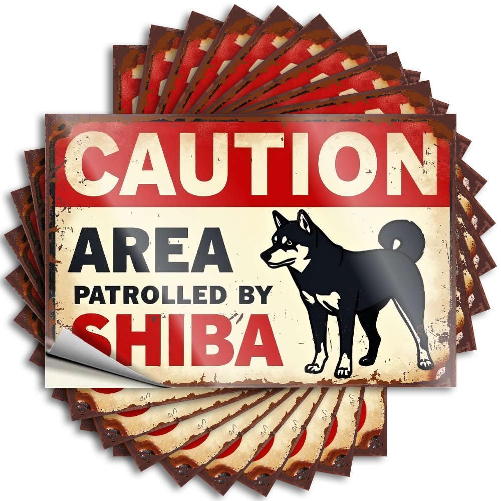 Fzfn Girls Colour Tiki Bar Decorations Winter Lettering Sticker - Caution Area Patrolled By Shiba. Removable Decal Cover Easy Peel For (8X12cm)