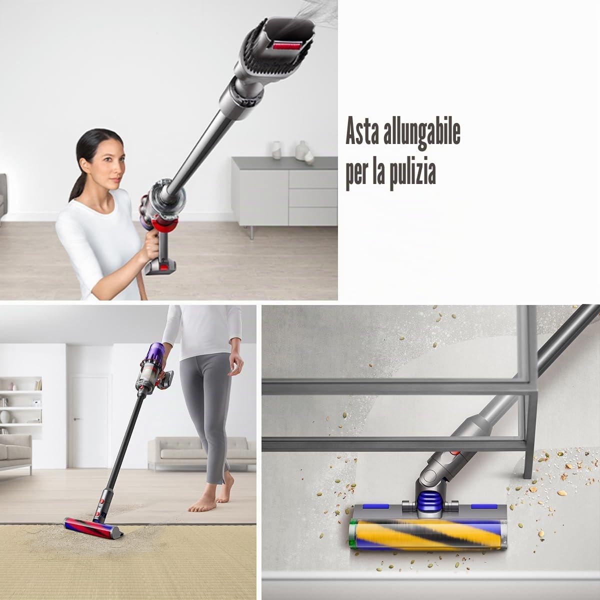 Tubo di Prolunga per Dyson v12 Slim Aspirapolvere, Tubo a Sgancio Rapido di Ricambi con 74 cm di Lunghezza - grey