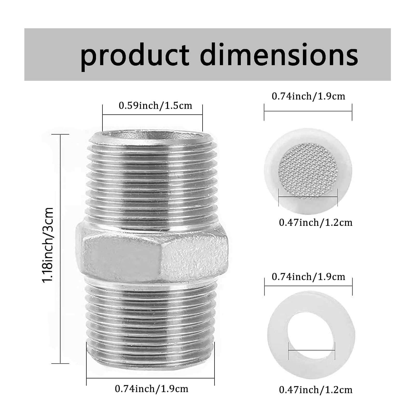 Riduttore Filettato 1/2 X 3/4 - Acciaio Inox, Per Tubi Doccia E Rubinetteria - Foto 11