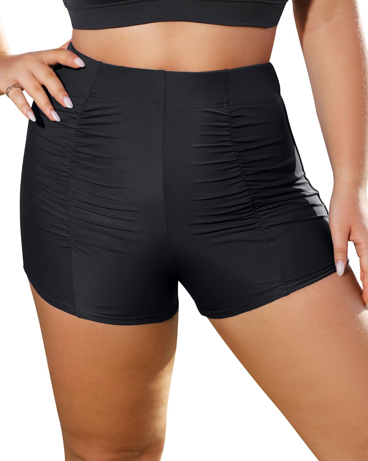 Plus Size Swim Shorts Women High Waisted Swimsuit Board Shorts Tummy Control Bathing Suit Bottom Swimming Boyleg Shorts