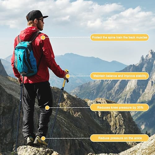 Miniatura 6 de HUINING Bastones de senderismo plegables telescópicos, bastones de senderismo nórdicos para mujeres y hombres, bastones de trekking, bastones de