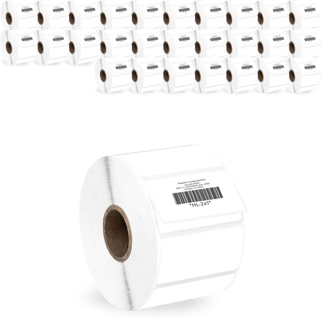 HOUSELABELS 2" x 1" Barcode Labels on 1" Core Compatible with Zebra and Rollo Printers, 6 Rolls / 1,300 Labels per Roll