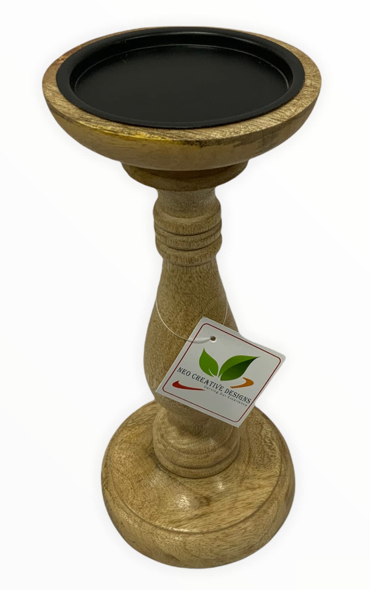 Neo Creative Designs-Rustic Worn Natural Mango Wood Candle Stand, Decorative Pillar Candle Holder, for Center-Pieces, Mantel Decoration, or Any Table Top-Pack of 1