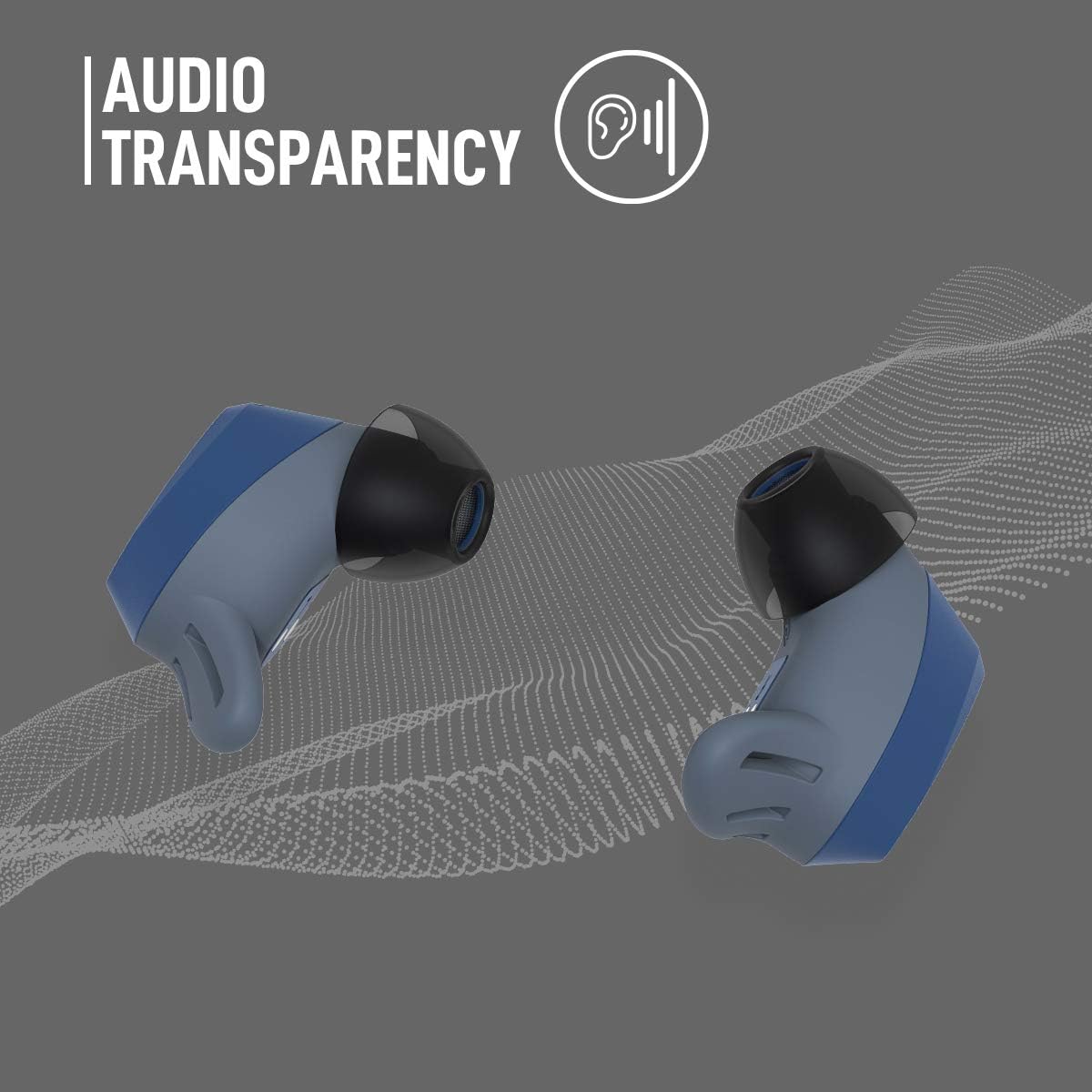 Super Cheap 🛒 Soul S-FIT True Wireless Earbuds - in Ear Headphones IP67 Waterproof, Freebit Wing Tips, Bluetooth, Transparency Mode, Touch Control Shock Resistance (Blue)