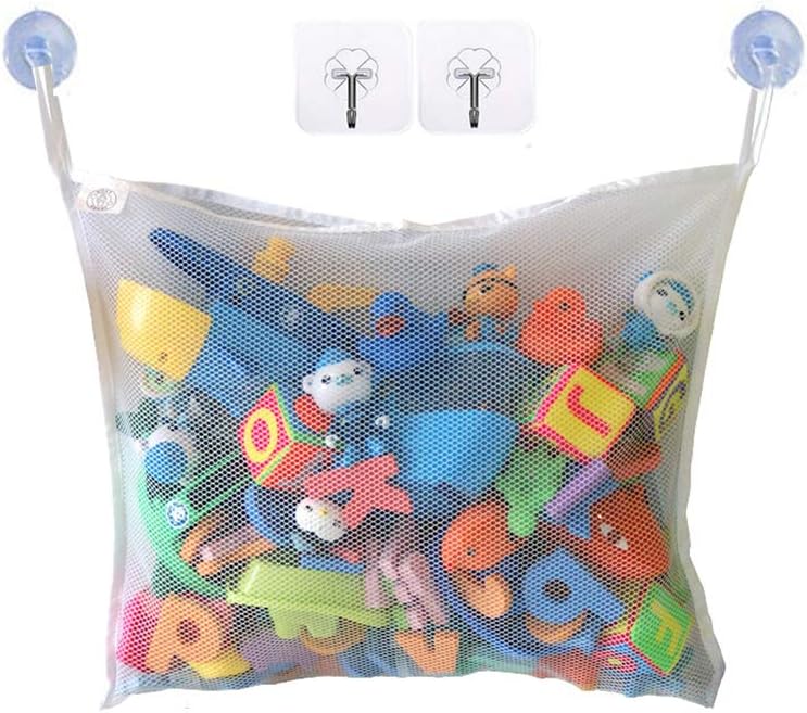 Bath Toy Storage Bath Toy Organizer Mesh Bath Toy Organizer Durable Design + 2 Extra Strong Suction Cups! Large Storage/Bag/Holder for Toys Even as a Shower Caddy and Baby Gift Mold Playtime