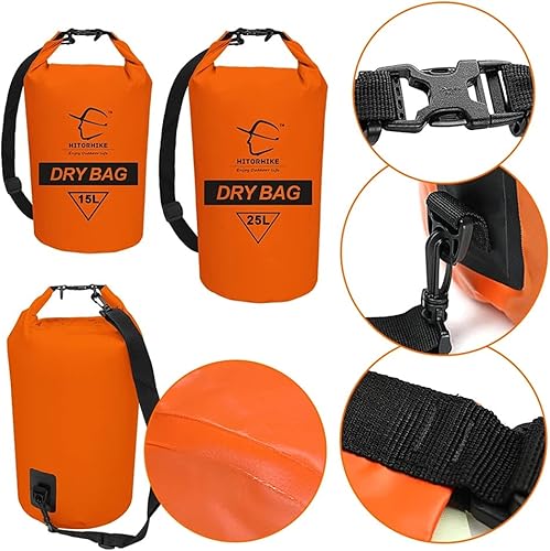 Miniatura 5 de XJPB - Mochila impermeable para bolsa seca, 15L, 25L, para viajes, natación, canotaje, kayak, camping y playa, color verde, 15L