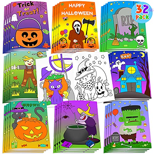 32 Pack Halloween Coloring Books for Kids Party Favors, Treat Prizes Non Candy, Trick or Treat Goodie Bag Stuffer Fillers Gifts, Halloween Fun Activity Books for Boys Girls