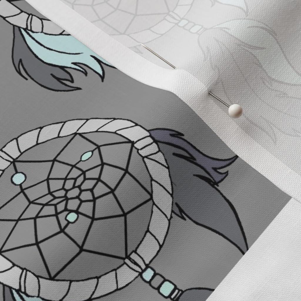 Spoonflower Fabric - Sweet Dreams Patchwork Mint Grey Animals Southwest Boho Fox Moose Printed on Petal Signature Cotton Fabric Fat Quarter - Sewing Quilting Apparel Crafts Decor