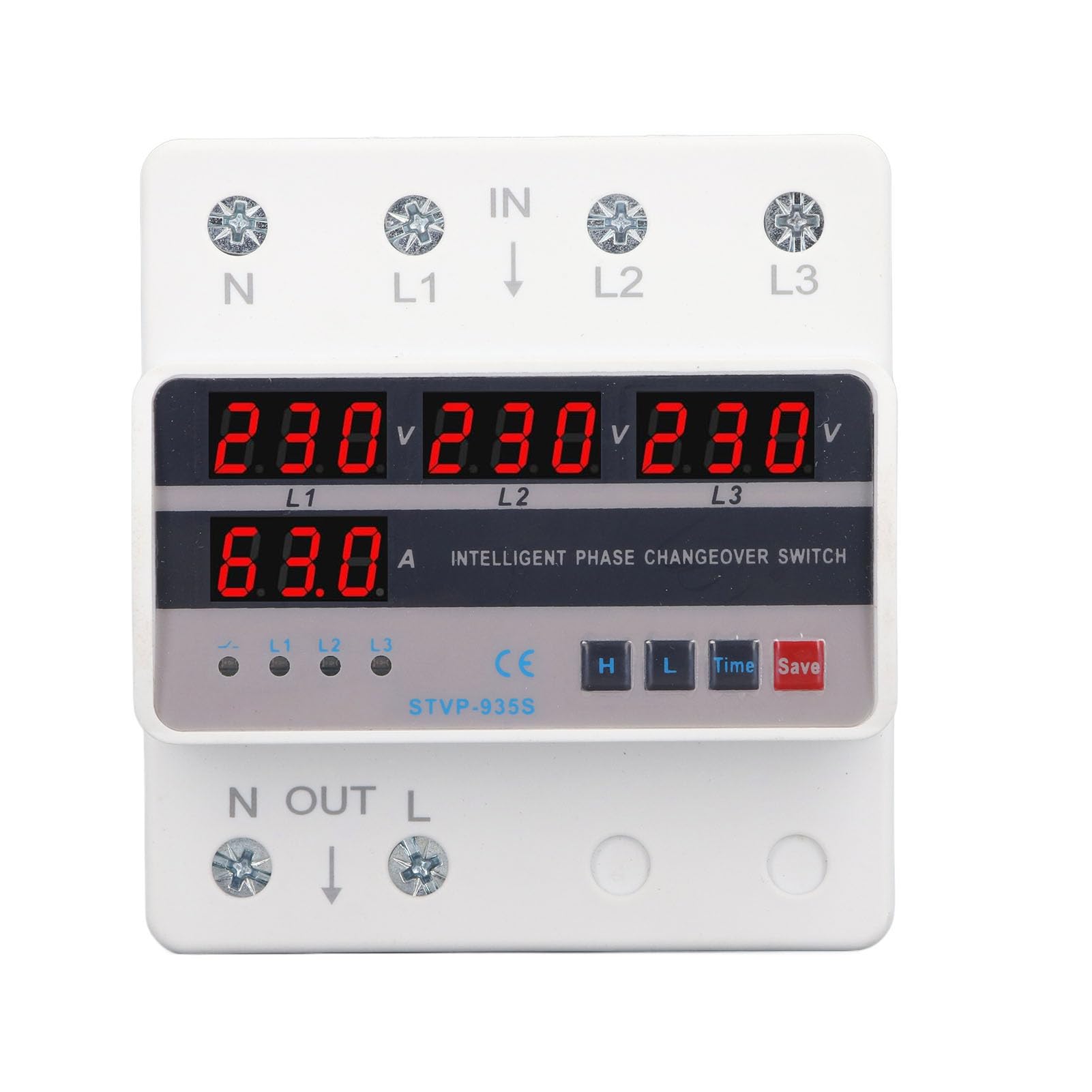 Interruttore di Trasferimento Automatico, AC 220 V 63a Interruttore di Trasferimento Automatico Trifase Ats Commutatore Automatico, Interruttore di Trasferimento di Potenza Montato su Guida Din con Pr