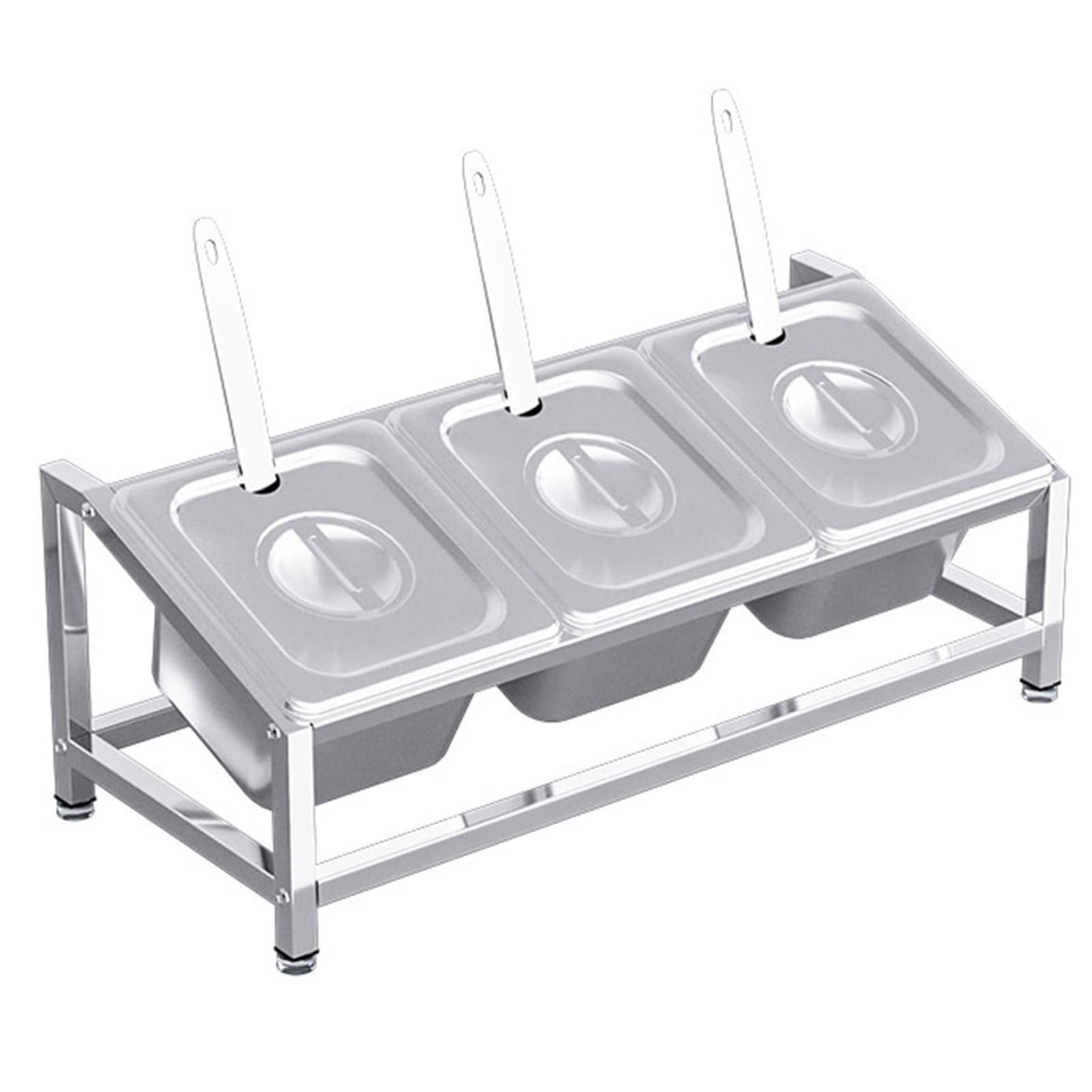 WDSOPK Spice Rack Set, Commercial Condiment Racks for Kitchen Buffets, Stainless Steel Inclined Organizer Shelf, Countertop Seasoning Container for Sauce Salad Jam Ingredients (50x21x18cm)