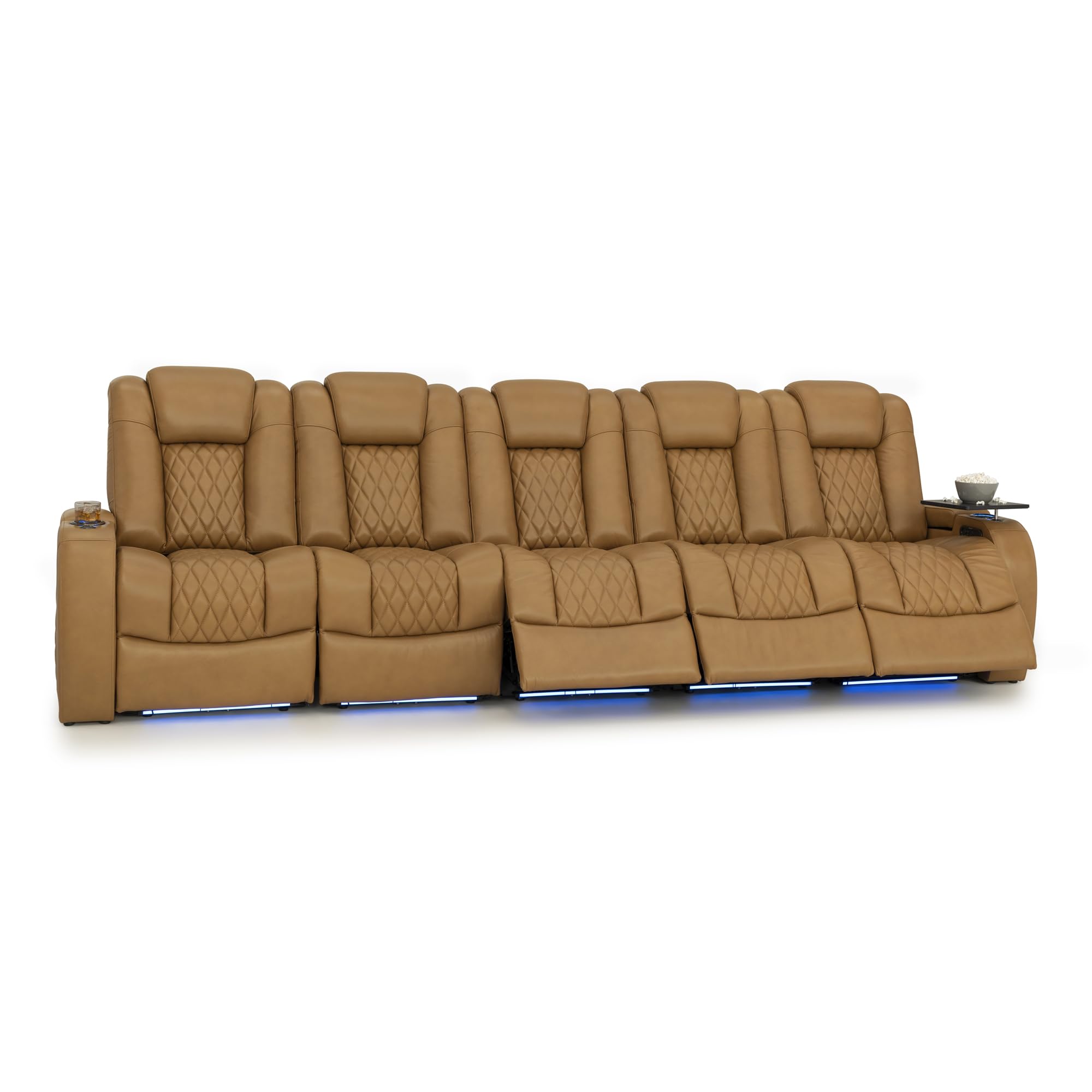 Seatcraft Diamante Home Theater Seating Tan Oak Row of 5 Sofa