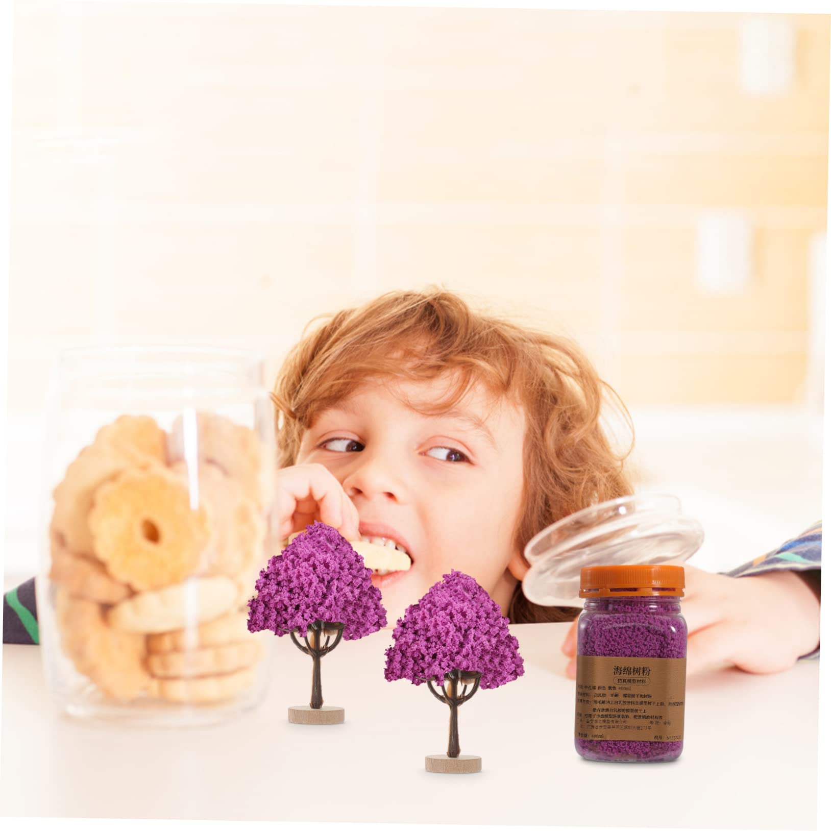 Mikikit Realistic Fake Lawn Powder 400ml Sponge Tree Craft Grass for Miniature Scenery