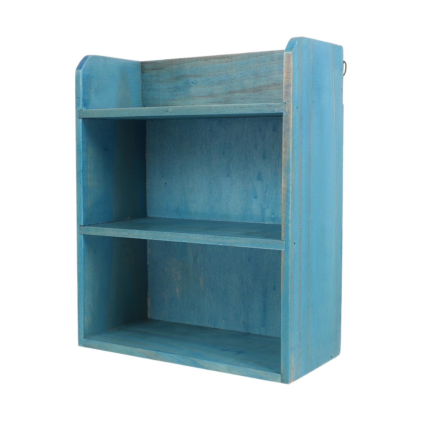 Organizer da scrivania in legno massello blu a 3 ripiani, multifunzionale, per casa e ufficio, design elegante con cactus e giglio, perfetto per decorazioni minimaliste