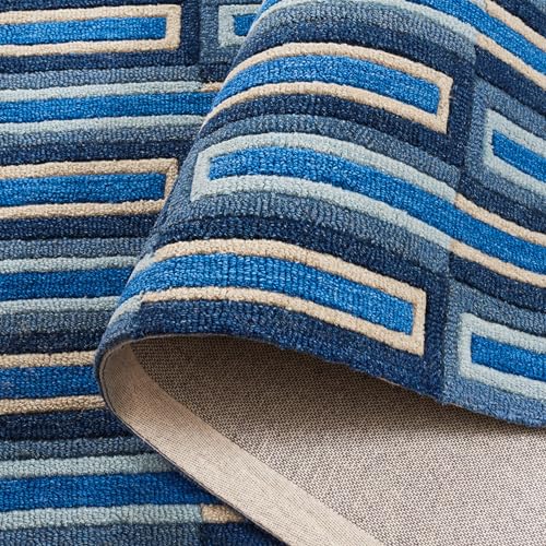 Image of Hand Tufted Wool Carpets Anti Shedding Rug Modern Carpets for Living Room Size 8x10 Feet
