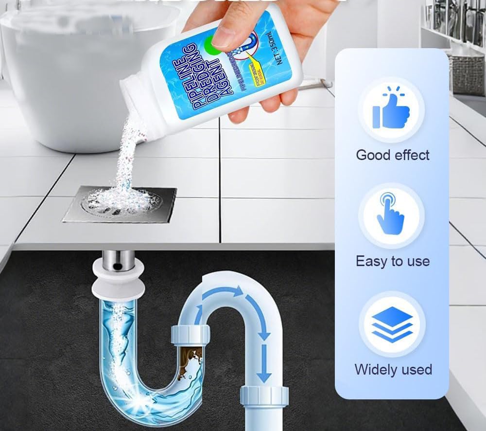 Pipeline Dredging Agent Powder, Drain Clog Remover, Toilet Unblocker, Drain Cleaner, Powerful Quick Cleaning Sink Drain, Powerful Sink Cleaner Powder for Kitchen Toilet Quick (1pcs)
