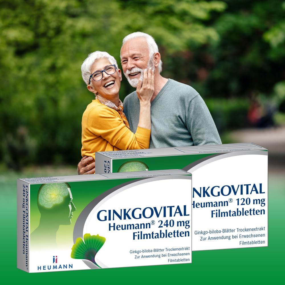 GINKGOVITAL Heumann 120 mg Filmtabletten, Ginkgo-biloba, 120 St. | Trockenextrakt aus Ginkgo-biloba-Blättern, stärkt Gedächtnis & Konzentration, verbessert die Durchblutung*