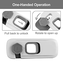 BECOMTO 5 Pack Childproof Refrigerator Lock,Baby Safety Fridge Door Lock,Freezer Lock Apply to Max 1(25mm) Sealing Strip,Cabinet Cupboard Lock for Toddlers,Easy to Install,No Tools Need or Drill,Grey