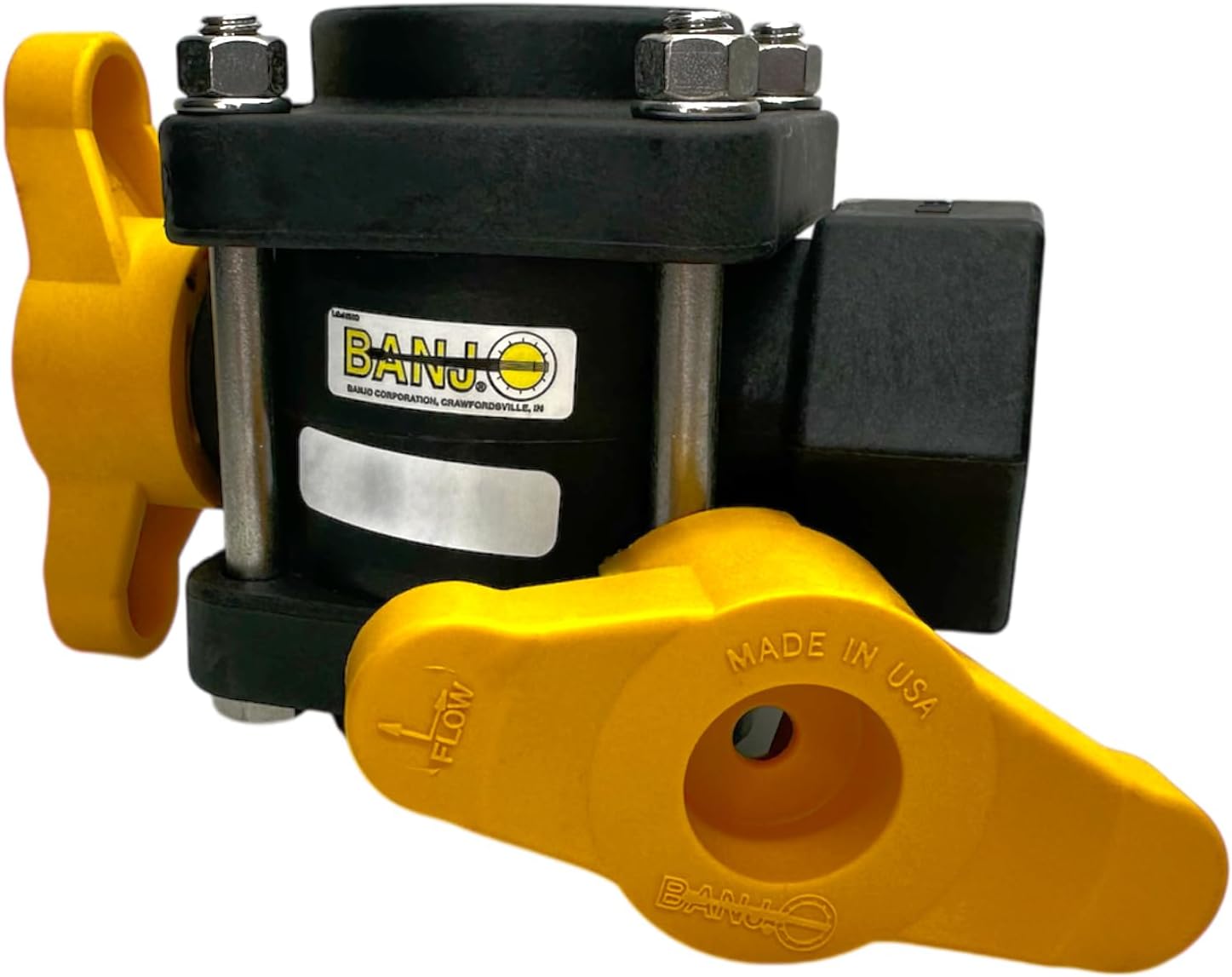 Genuine Banjo V150BL-V20353TB | 1-1/2" 3-Way Bottom Load Ball Valve | Full Port | Female NPT | Opening Thru Ball: 1-1/2" | 225 PSI | Polypropylene with V20353TB T-Handle