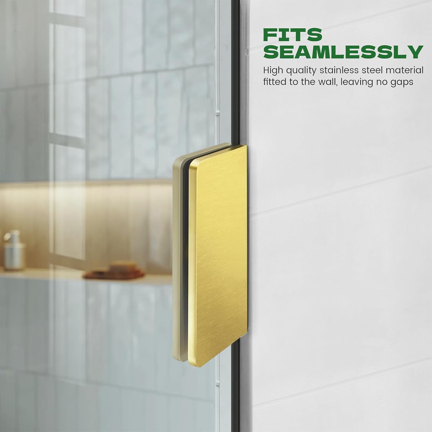 Shower Glass Panel 32" W ×78" H Fixed Frameless Shower Door in Brushed Gold 5/16"(8mm) Thick Clear Tempered Glass Panel with Clamps Bathroom Screen for Walk in Shower