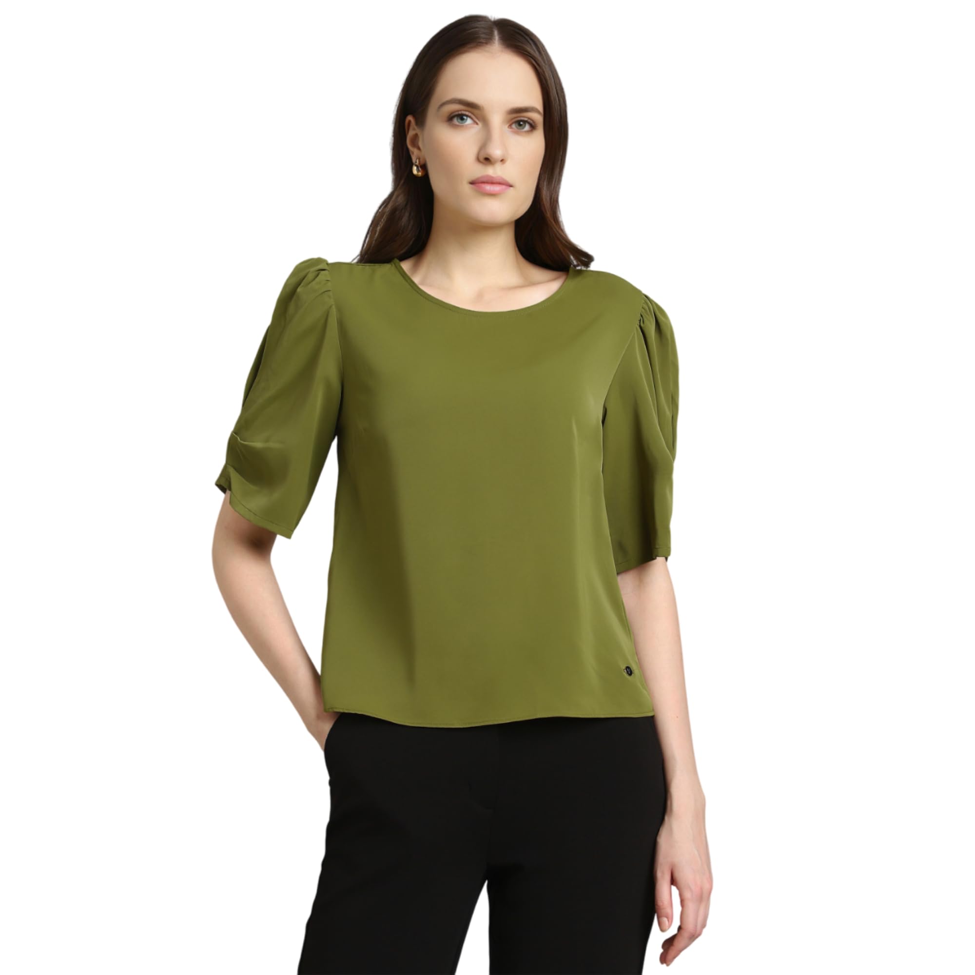 van heusen Women's Regular Fit Half Sleeve Round Neck Formal Top-picture-36