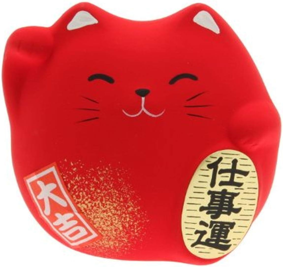 Kotobuki Maneki Neko Charm Shigoto-un Collectible Figurine, Successful Career, Red