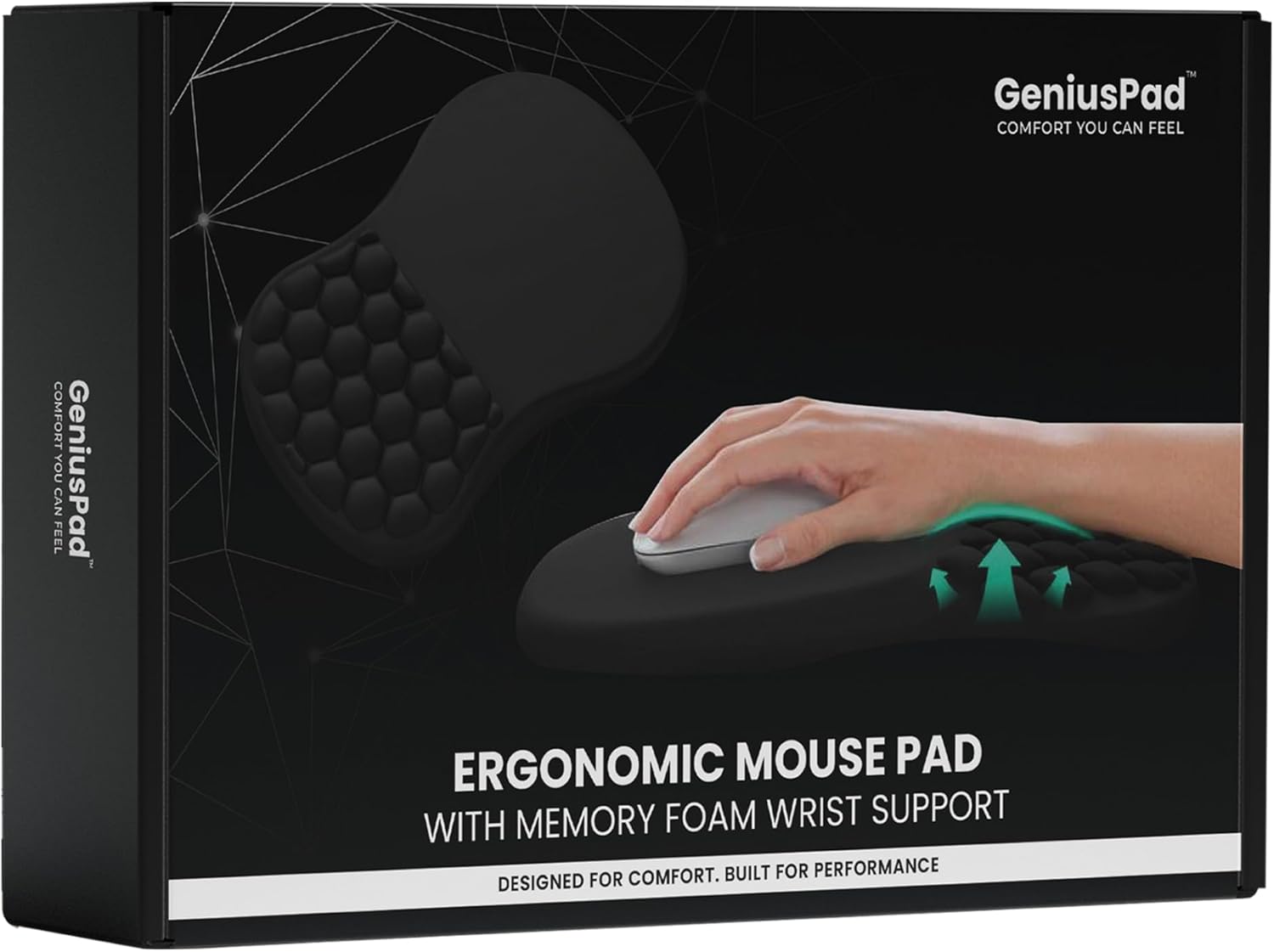 Ergonomic Mouse Pad with Wrist Support & Massage Design – Memory Foam Cushion, Non-Slip PU Base – Carpal Tunnel Pain Relief for Wireless Mouse & Desk Use – 12x8 Inch (Black) - Image 8