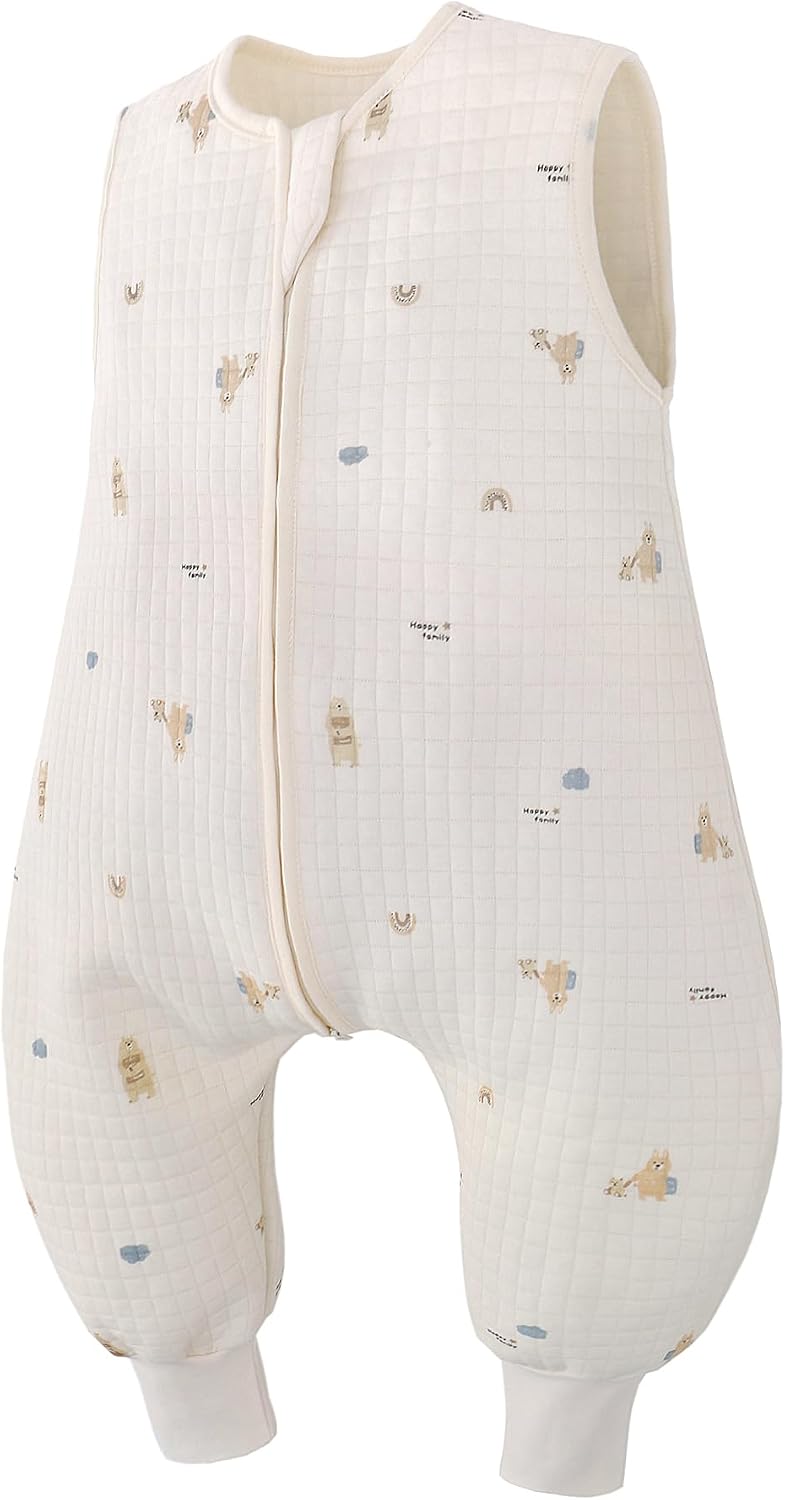 Miracle Baby Sleep Sack with Feet, 1.0 TOG Sleeveless Sleeping Sack with Legs, Breathable Cotton Sleeping Bag for Toddlers