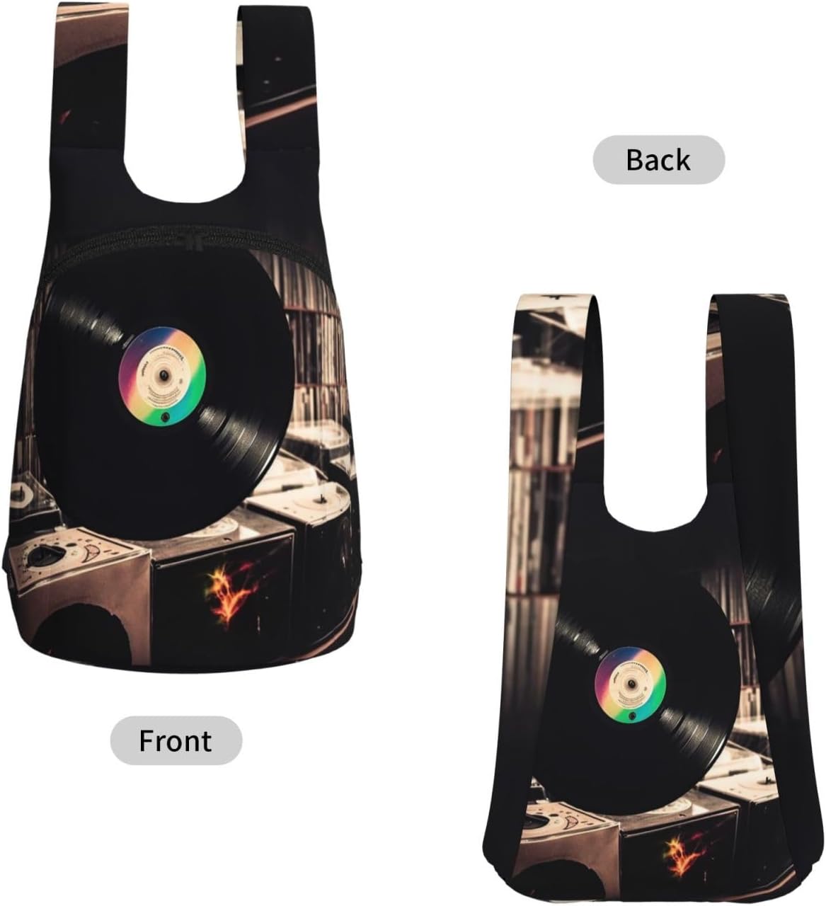 Vinyl Records Backpack - Lightweight 16L Foldable Hiking Daypack Packable Back Pack Travel Bag Zipper image 2
