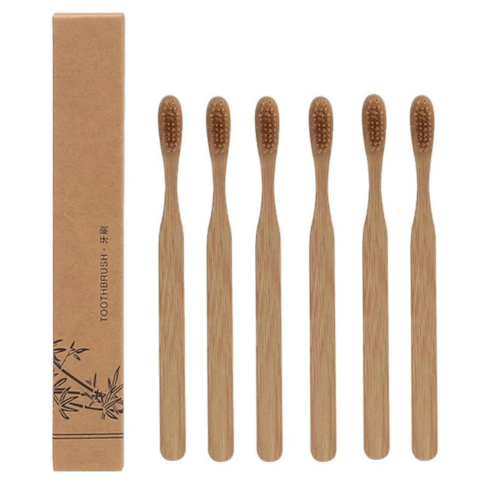 6 Pcs Boar Bristle Bamboo Toothbrushes Biodegradable for Gentle Cleaning Soft Bristles for Sensitive Teeth Gums Zero Waste