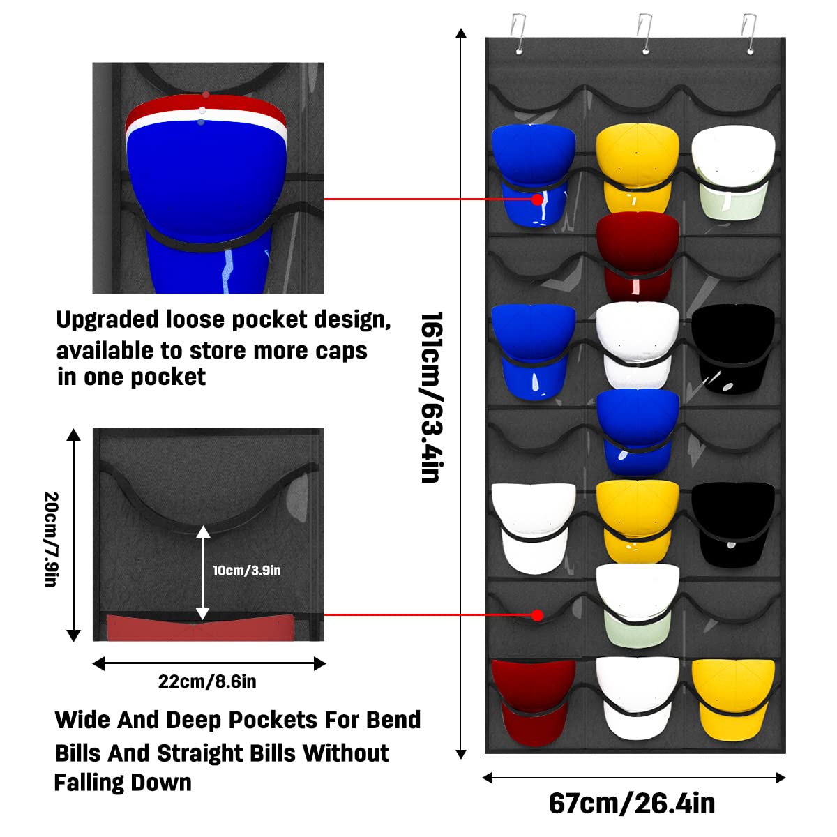 Desuibao Hutständer 2 Stück - 48 Taschen Aufbewahrung Für Baseballkappen