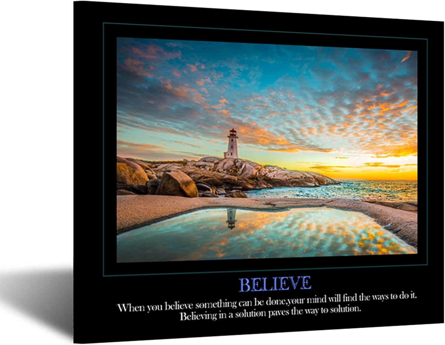 KREATIVE ARTS Believe Canvas Quotes Wall Art Decor Family Decorative Signs Inspirational Motto Canvas Prints Giclee Artwork Inspiration Painting Gift for Classroom Study Room Office Decor (Believe)