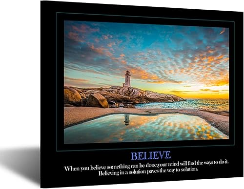 KREATIVE ARTS Believe - Lienzo con citas, decoración de pared, letreros decorativos familiares, lema inspirador, impresiones en lienzo, inspiración,