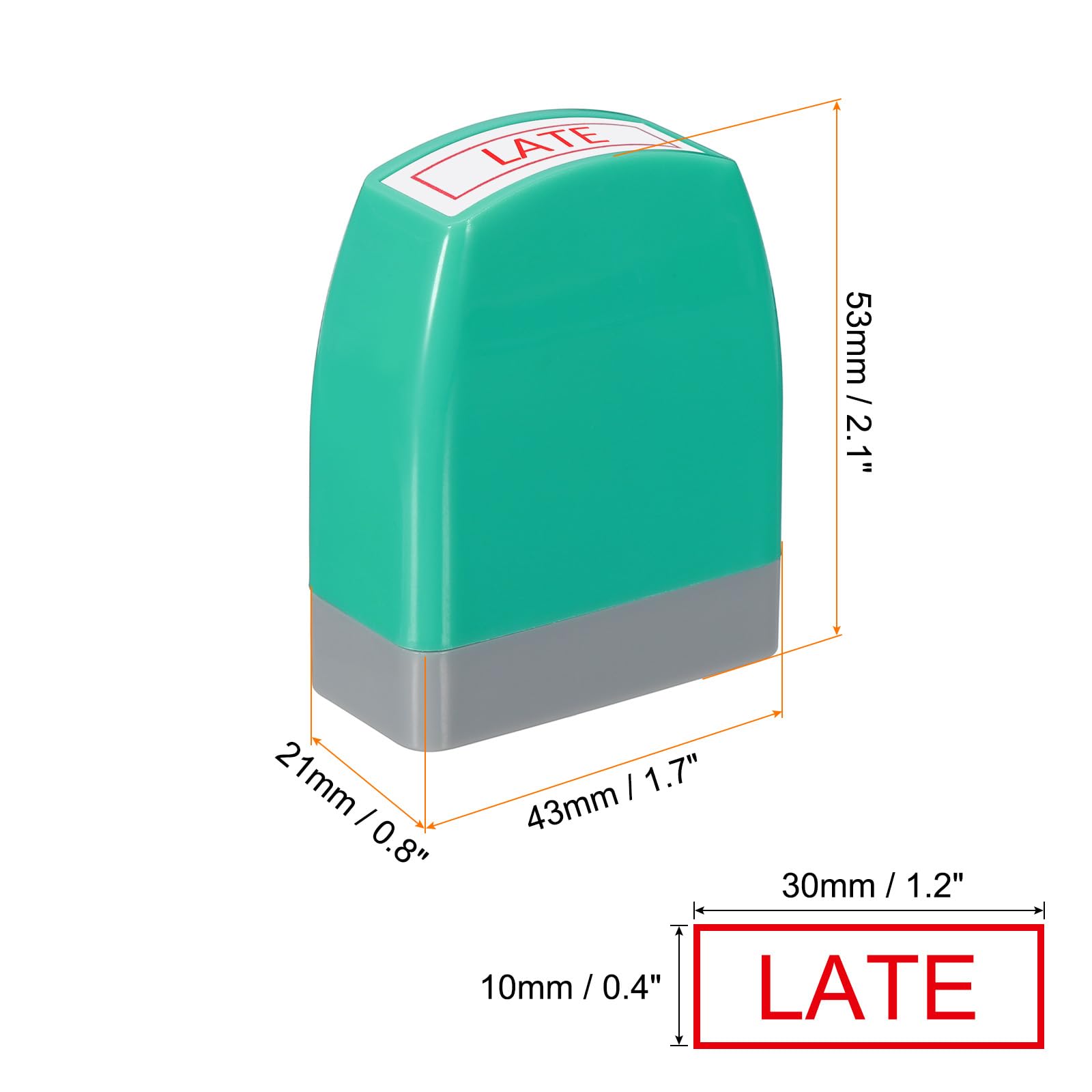 PATIKIL Late Notice Stamp Self Inking, Red Ink Refillable Office Business Stamp Pre Inked Stamper, Green - Image 2
