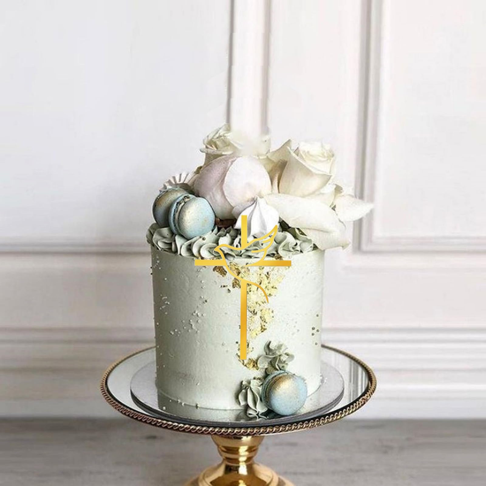 4 decorazioni per torte religiose in acrilico, motivo: colomba, croce, battesimo, prima comunione, decorazioni per torte per baby shower, cupcake, decorazioni fai da te per matrimoni, anniversari