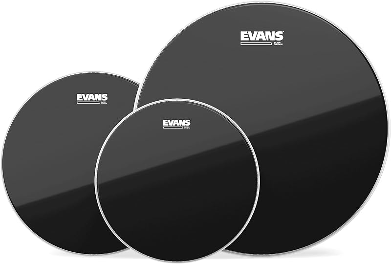 Parches de tambor Evans Black Chrome Rock Tompack de 10", 12", 16" | Los parches de tambor Evans ofrecen un tono equilibrado, una respuesta consistente, durabilidad y un rendimiento confiable.