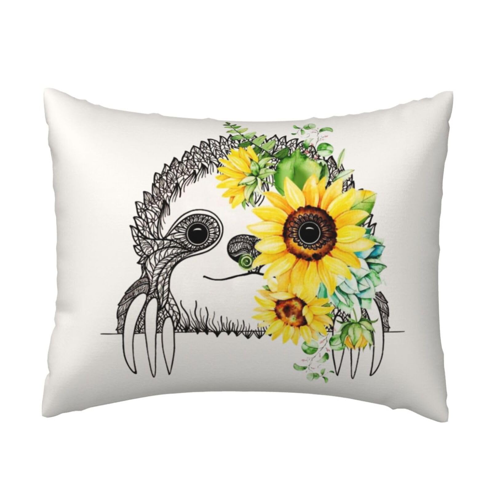Yfsgdlbn White Sloth Sunflower Printed Pillow Case 20X26in Decorative Cushion Cover Pillowcase