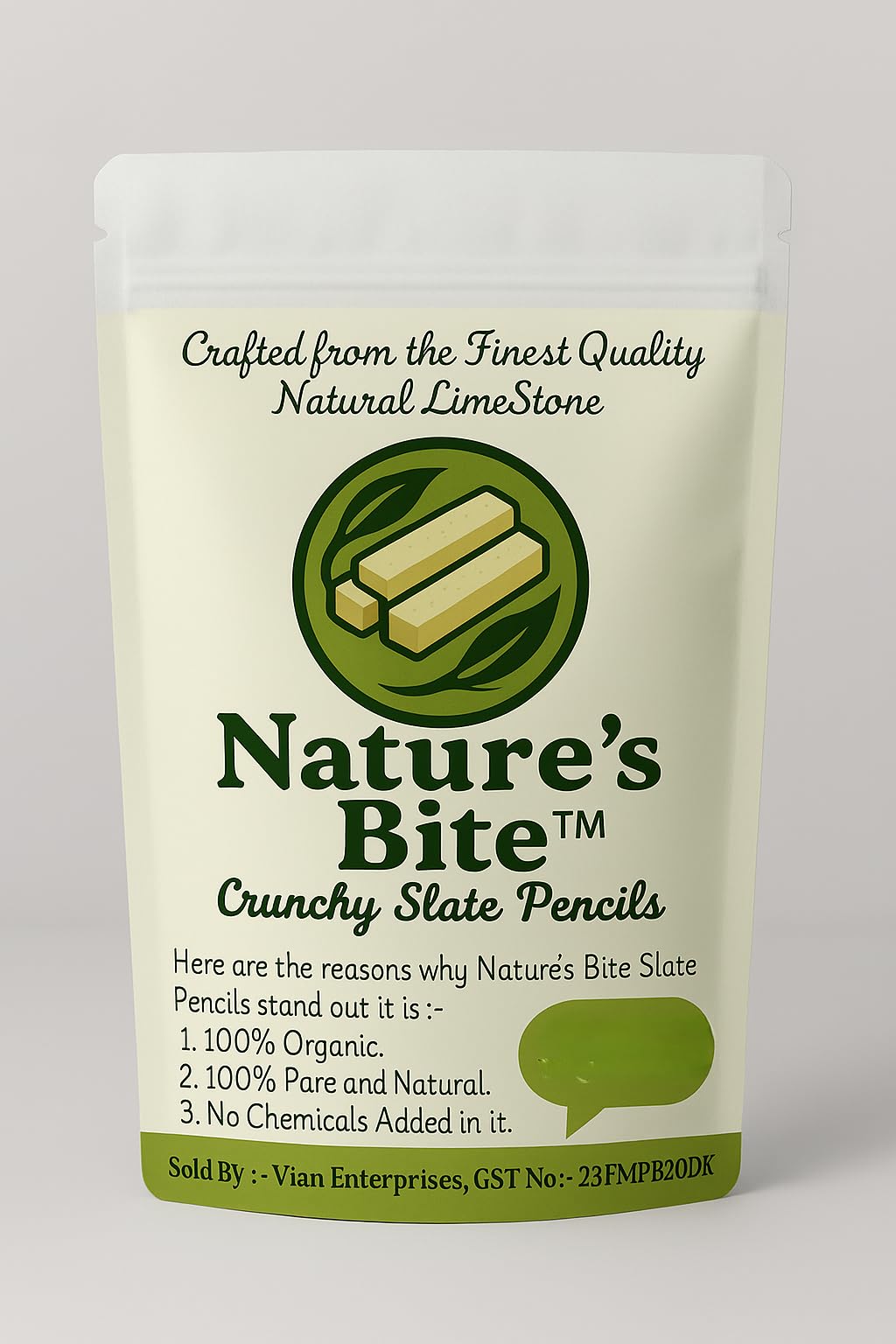 Nature's Bite Slate Pencils, Made of Natural Limestone (500 Grams)