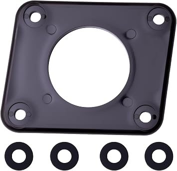 Charger Port Adapter Plate 4-Holes Fit for EZGO TXT36 36V Golf Cart 120V Plug On-Board Charging Systems for Lithium Battery Conversion Kit Golf Cart Accessories Contains 4Pcs Gasket Black