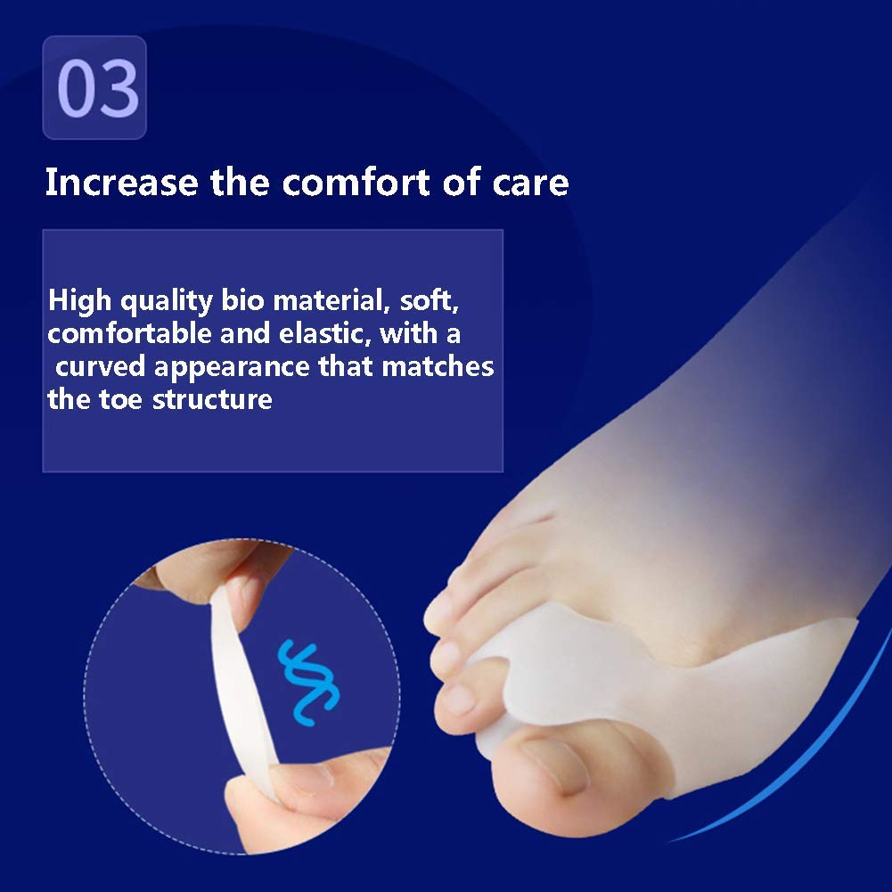 Separatori di Dita 8PCS Bunion Corrector Gel di Silicone Doppio Anello Fisso Alluce Valgo Sollievo dal Dolore e Protezione Bianco