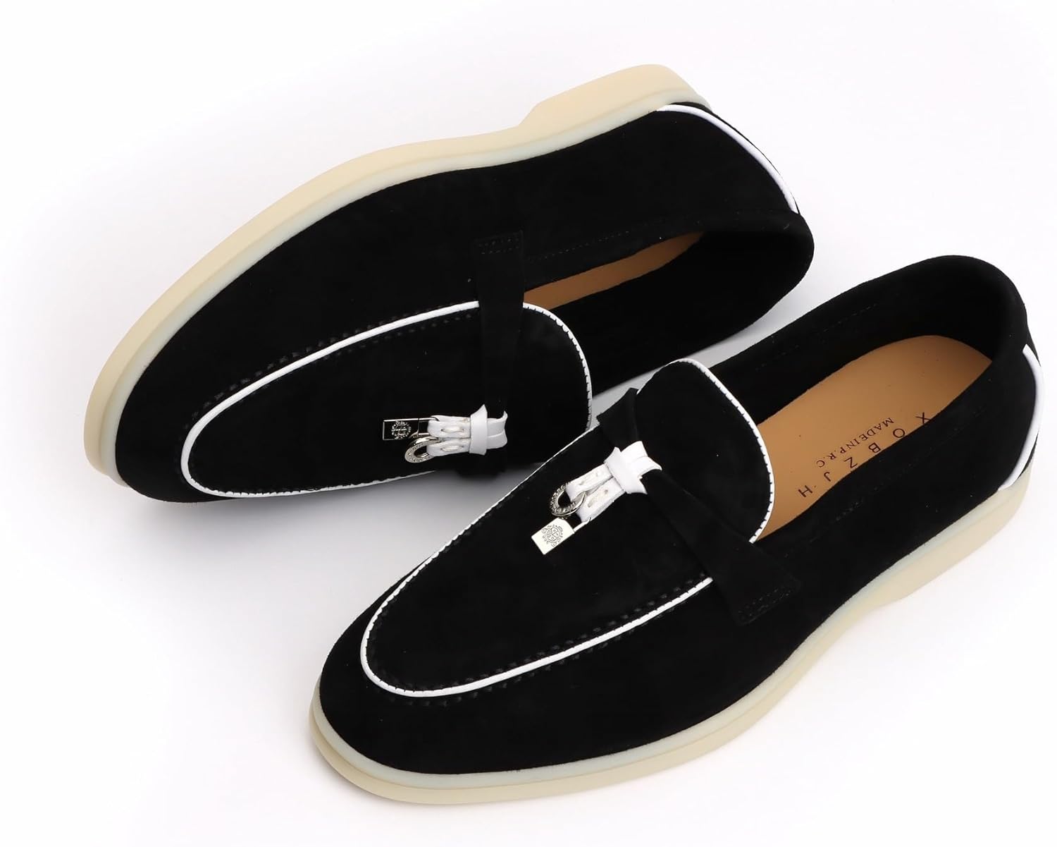 XOBZJH Women's Leather Suede Loafers Flats – Slip-On Penny Loafers with Soft, Comfortable Driving & Dress Shoes for Casual Office Work All Day - Image 6